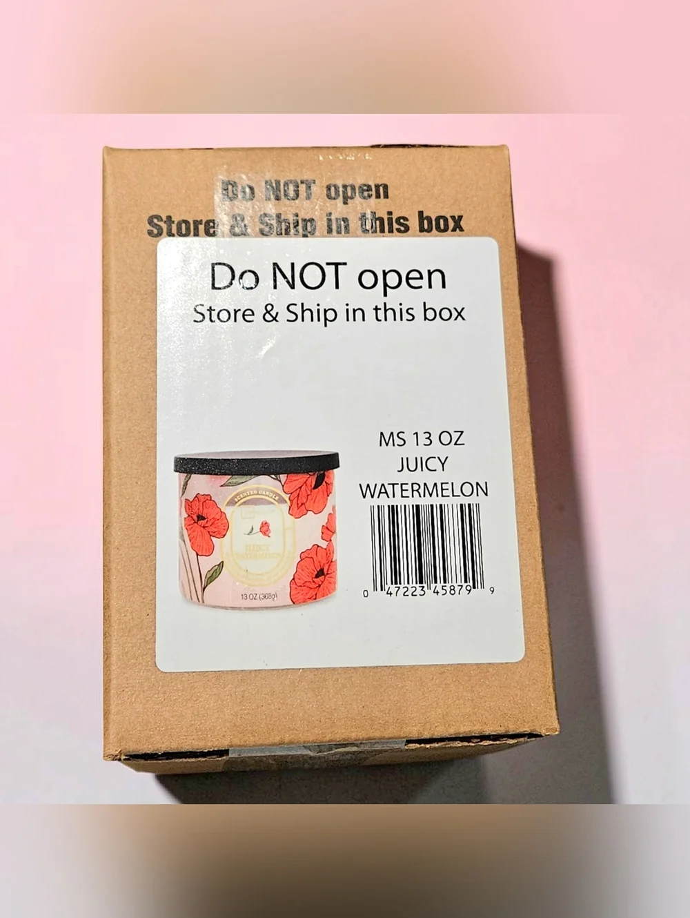 13oz Floral Scene 3-Wick Juicy Watermelon Jar Candle